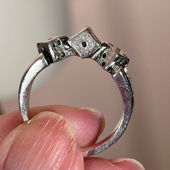 Vintage Retro Silver Dice Goth punk Disco Ring - Picture 4 of 16
